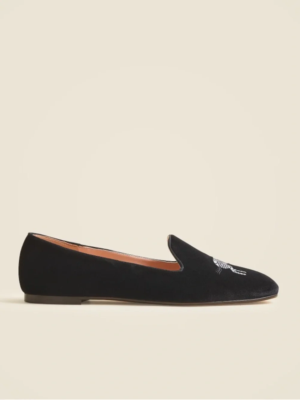 NEW J. Crew Made-in-Italy smoking slippers embroidered velvet CP095 zebra black
